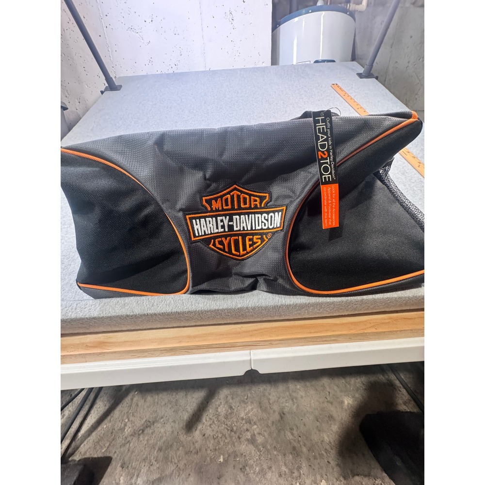 Harley-Davidson Head2Toe Duffel Bag Black Orange Bar & Shield Travel Gym Bag NWT
